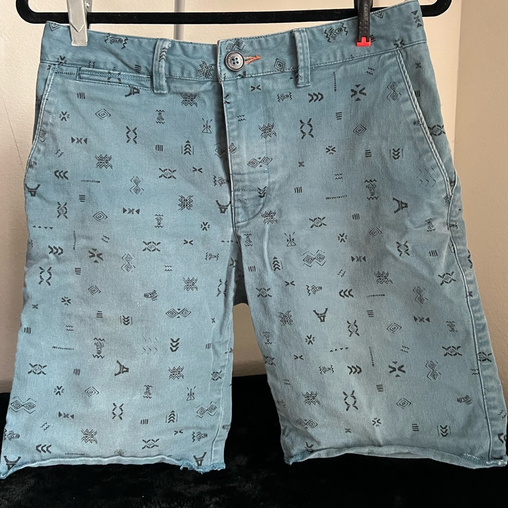 Vintage Patterned Blue Jean Shorts